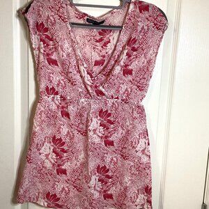 Thyme Maternity Women's Sleeveless Top Size XS Pink White 100% Cotton